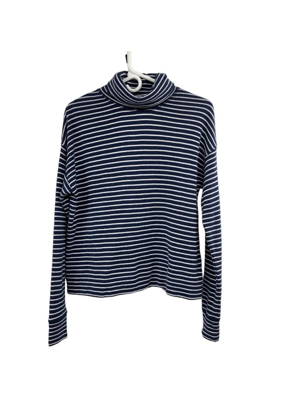 Vineyard Vines Womens XS Funnel Neck Terry Top Deep Bay Striped Cotton NWT